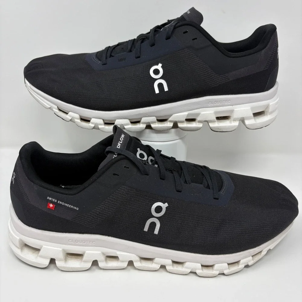 On Running Cloudflow 4 Men's Size 12 Black White Running Shoes (3MD30100299)